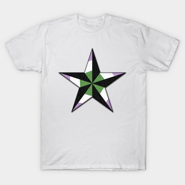Genderqueer Pride Flag Colored Nautical Star T-Shirt by LiveLoudGraphics